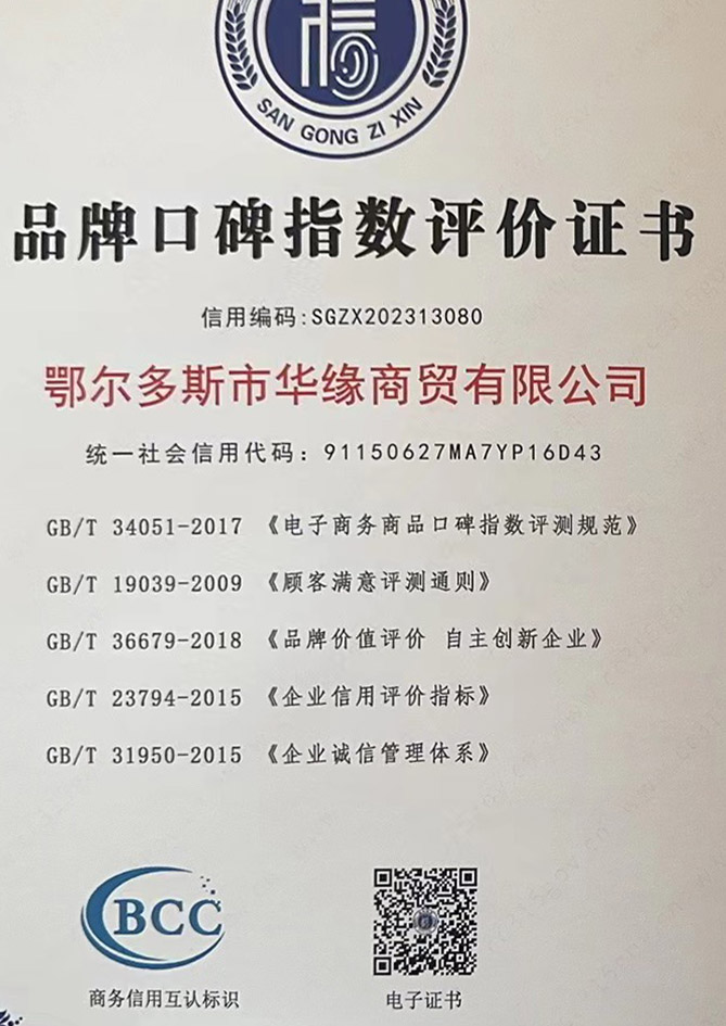 品牌口碑指数评价证书