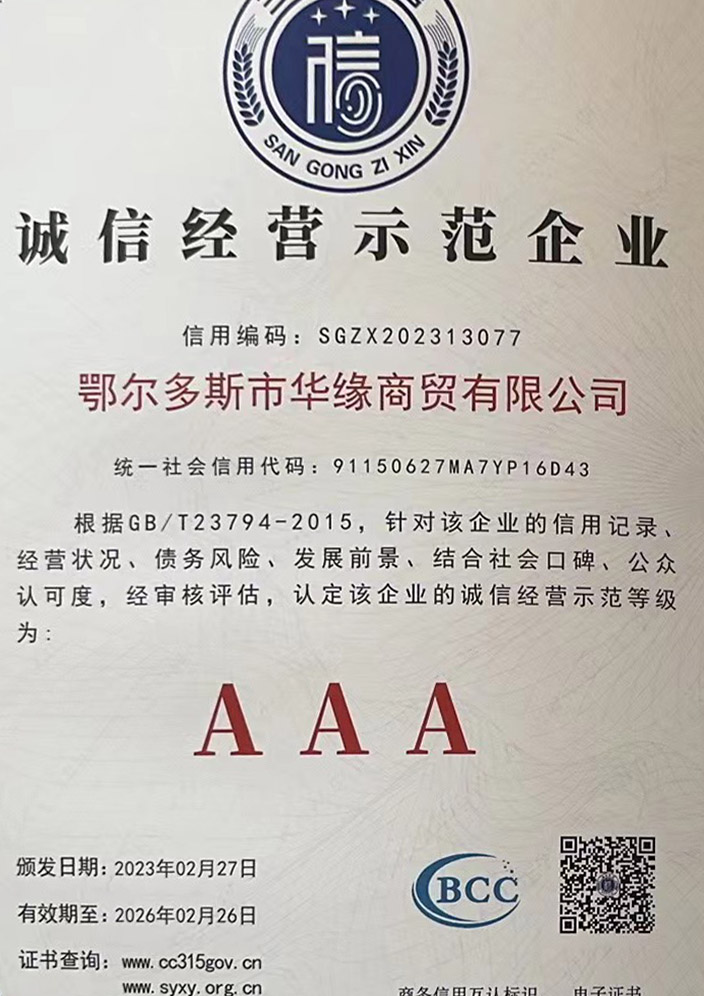诚信经营示范企业