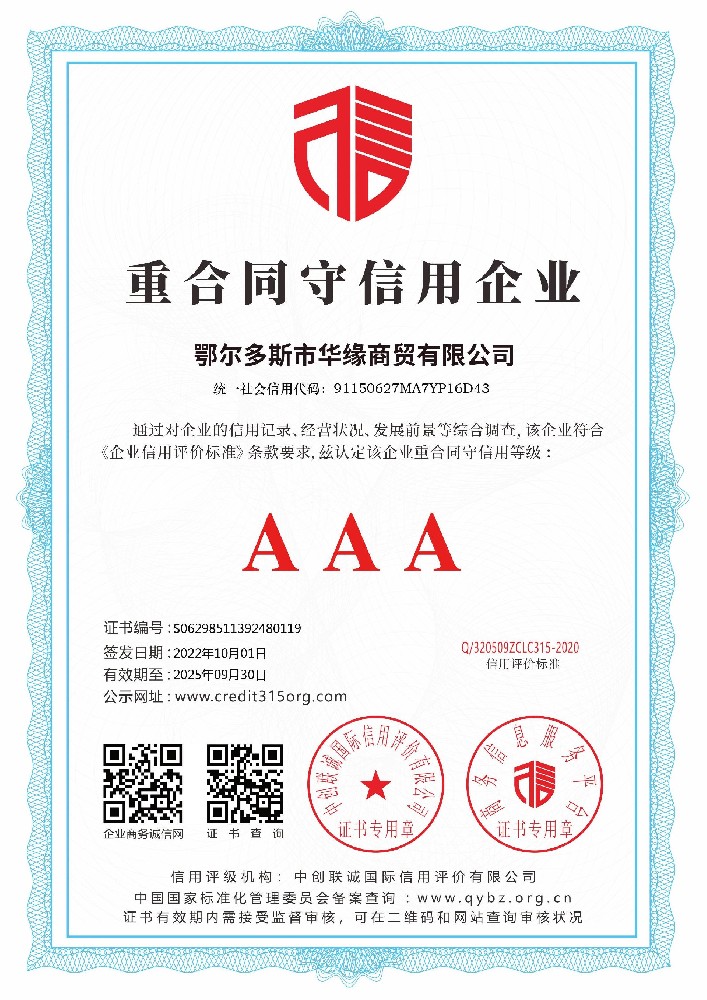 重合同守信用企业